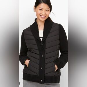 Talbots Petite Black Quilted Button-Up Jacket SP